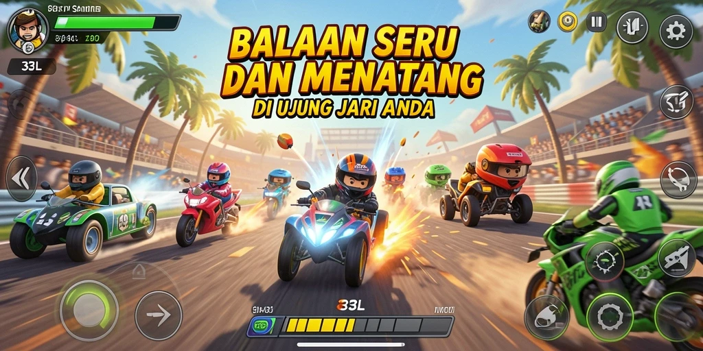 Screenshot seru dari gameplay balapan di 33L.