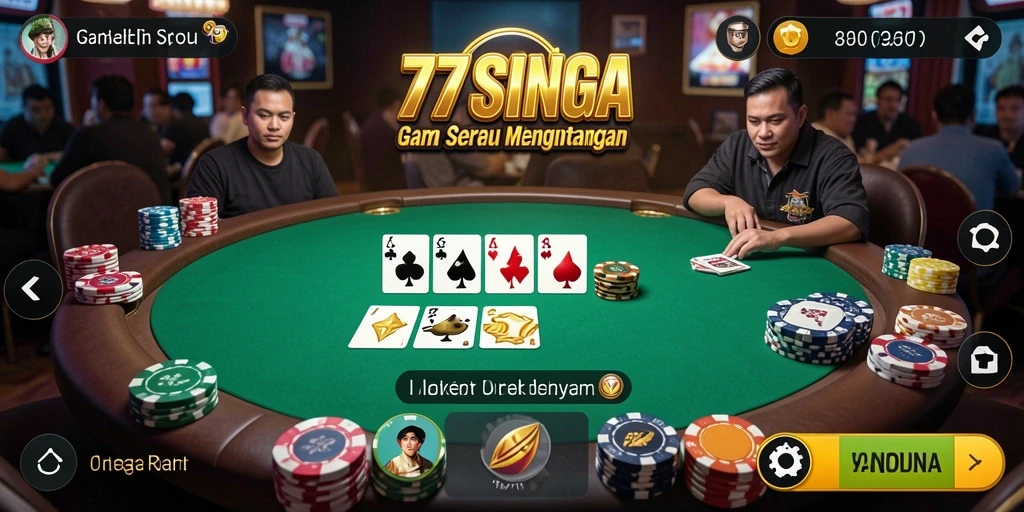 Tampilan gameplay menarik di 77SINGA saat bermain poker.