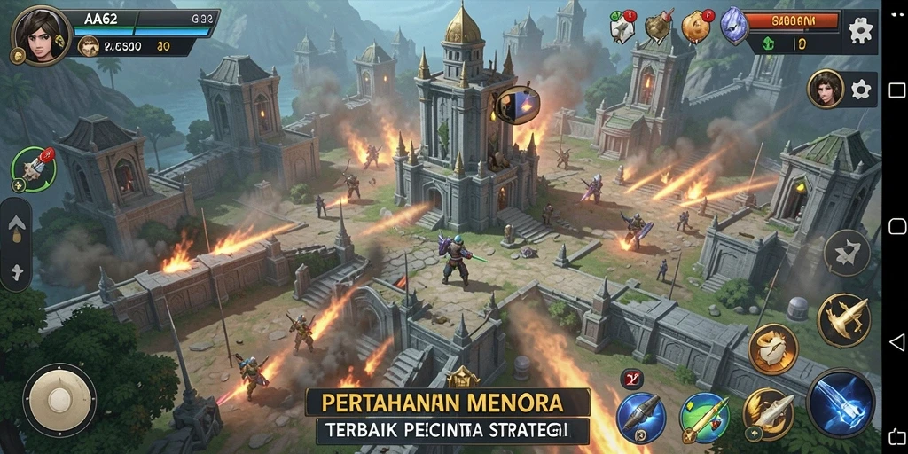 Screenshot gameplay menampilkan aksi seru di Tower Defense.