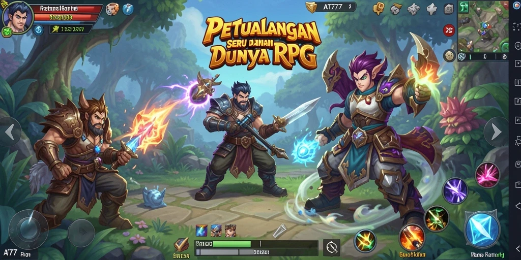 Tampilan gameplay RPG yang menegangkan dan menarik dalam AT777.