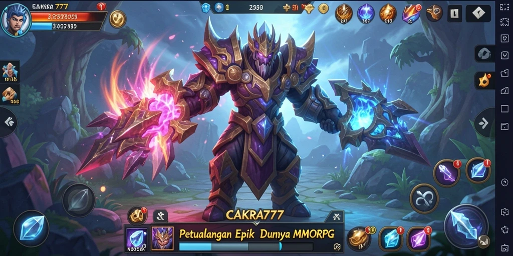 Tampilan gameplay epik dalam <strong>CAKRA777</strong> saat bertempur dengan monster.