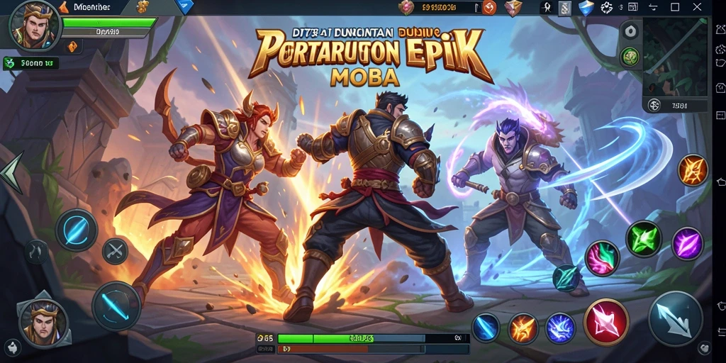 Tangkapan layar D73 menampilkan aksi pertempuran MOBA yang mendebarkan.