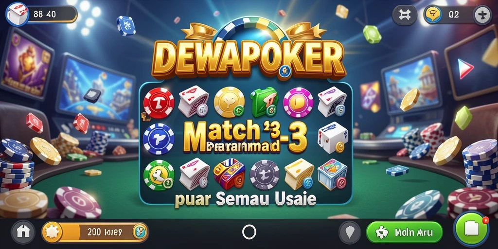 Tampilan gameplay DEWAPOKER yang seru dan menantang dalam mencocokkan buah-buahan.