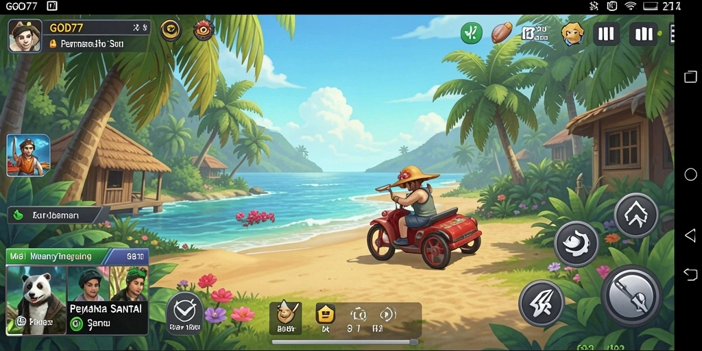 Screenshot menampilkan gameplay santai dan seru di GOD77.