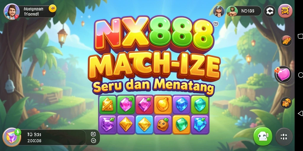 Gameplay seru NX888 dengan pencocokan barang Match-3.