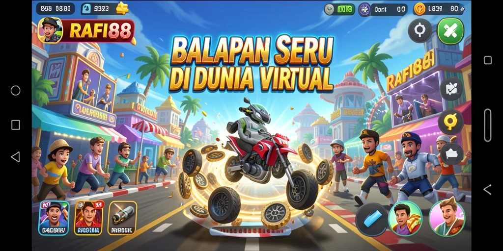 Screenshot gameplay RAFI88 menampilkan aksi balapan yang menegangkan dan grafis yang memukau.
