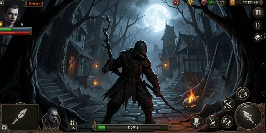 Tampilan gameplay yang menegangkan dari TERONG123 dengan suasana horor yang mencekam.
