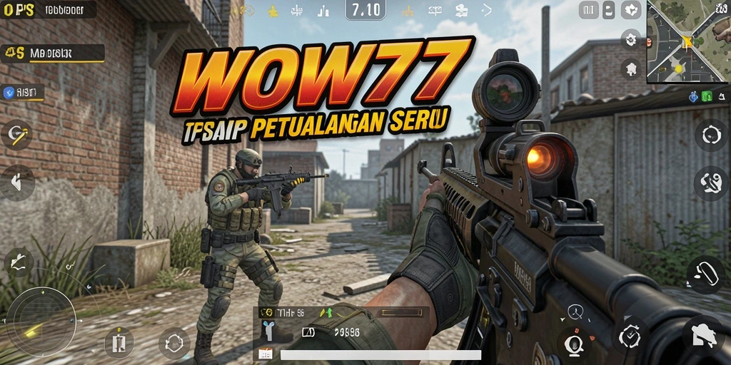 Tangkapan layar WOW77 menampilkan aksi seru dalam pertempuran FPS.
