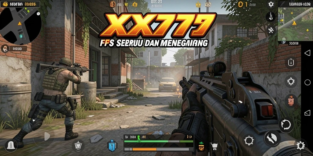 Tampilan gameplay XXX777 yang mendebarkan di medan perang FPS.